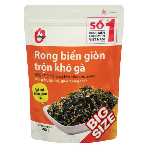 Rong Biển Giòn O'Food Trộn Khô Gà Gói 100G