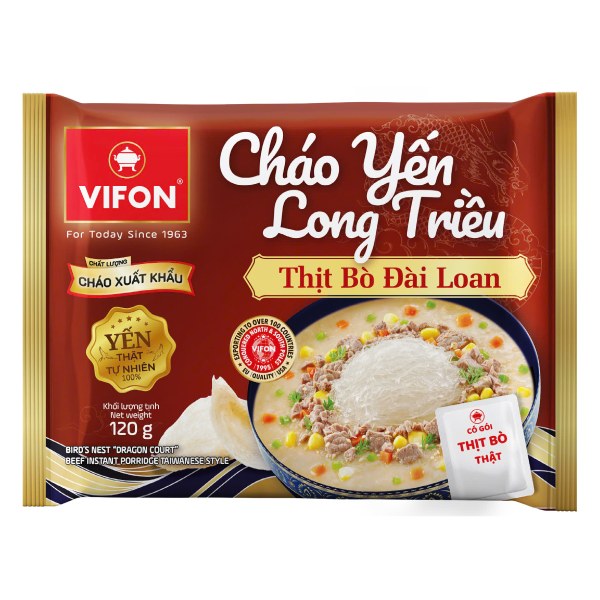 Cháo Yến Vifon Thịt Bò Đài Loan Gói 120G