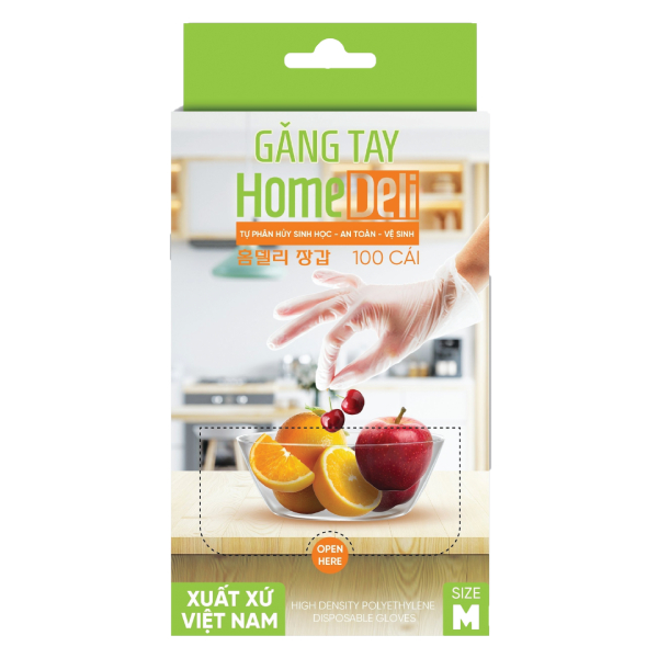 Găng Tay Tự Hủy Sinh Học Homedeli Size M Hộp 100 Cái