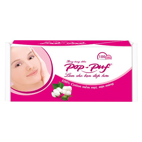 Bông Trang Điểm Tẩy Trang Pop-Puf 180 Miếng