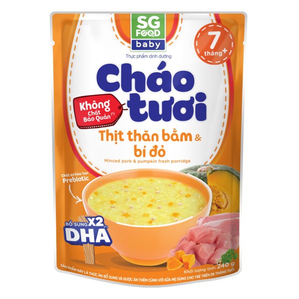 Cháo Tươi SG Food Baby Thịt Thăn Bằm & Bí Đỏ 240G