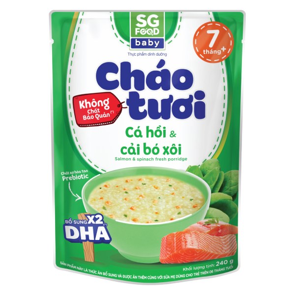 Cháo Tươi SG Food Baby Cá Hồi & Cải Bó Xôi 240G