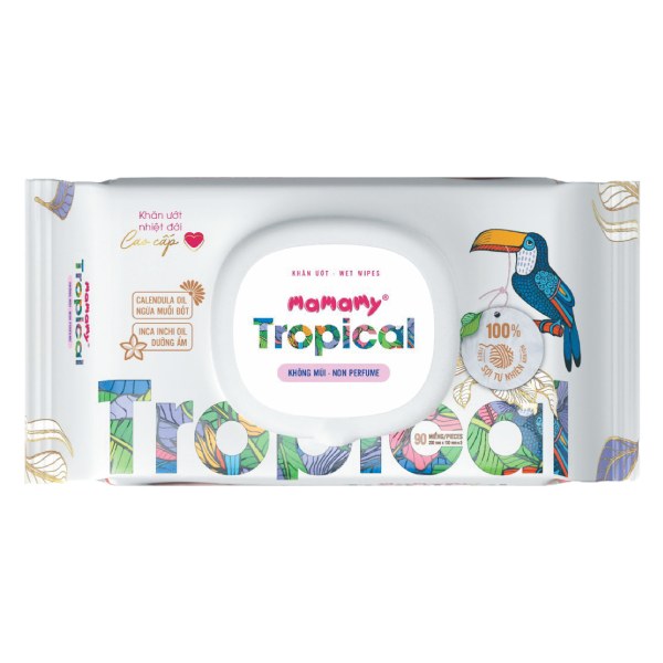 Khăn Ướt Mamamy Tropical Không Mùi 90 Miếng