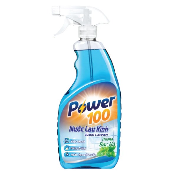 Nước Lau Kính Power 100 Hương Bạc Hà Chai 500Ml