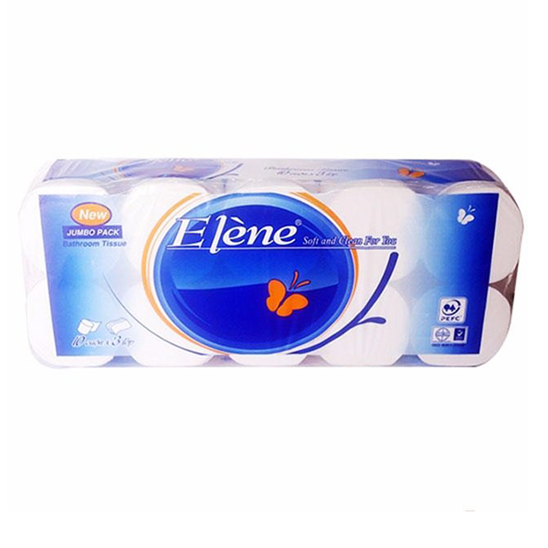 Lốc 10 Cuộn Giấy Vệ Sinh Elene Xanh 3 Lớp Không Lõi