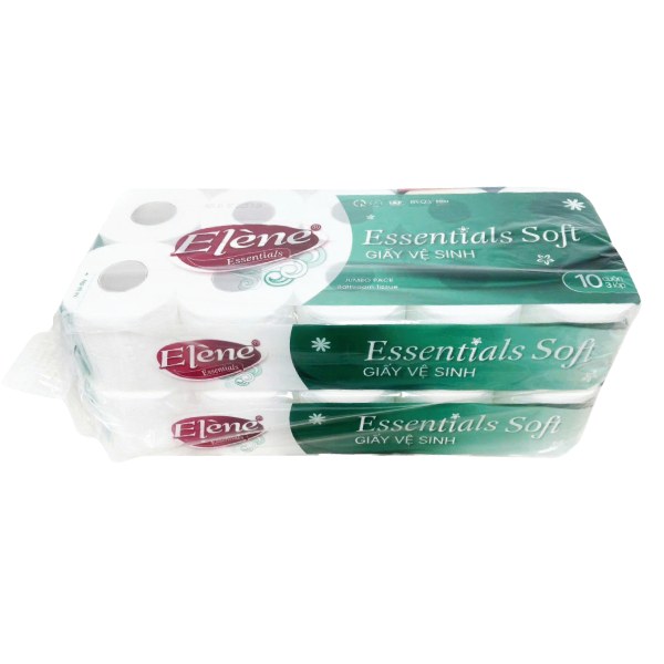Lô 10+10 Cuộn Giấy Vệ Sinh Elene Essential Xanh 3 Lớp