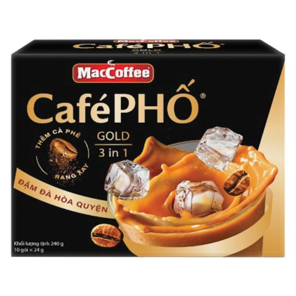 (Only Emartmall) Cà Phê Sữa Đá MacCoffee Café Phố Gold 3in1 Hộp 10 Gói*29G