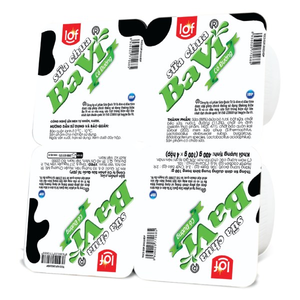 (Only Emartmall) Lốc 4 Sữa Chua Ăn Ba Vì LOF Có Đường 100G