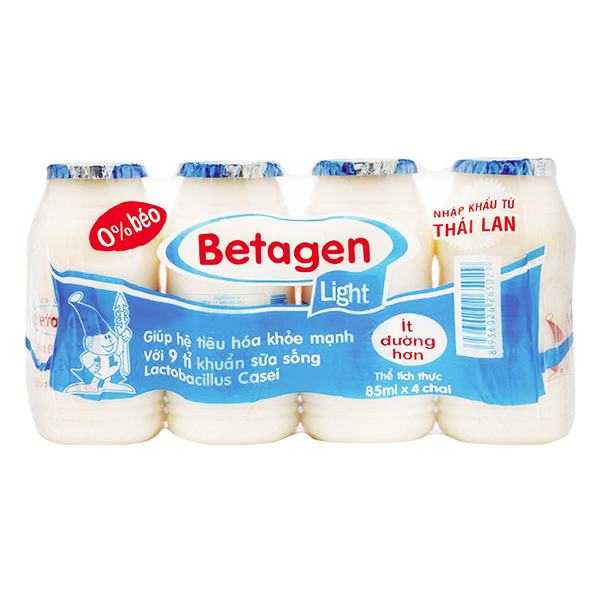 Lốc 4 Sữa Chua Uống Men Sống Betagen Light 85Ml