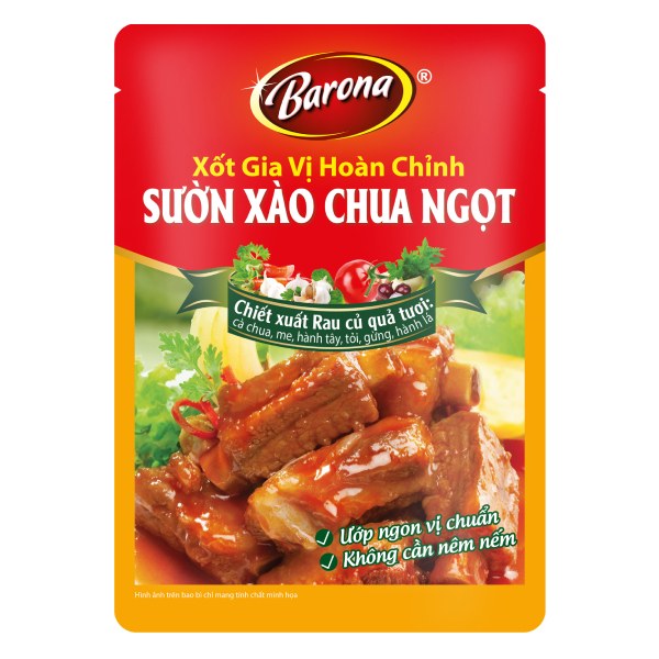 Xốt Gia Vị Hoàn Chỉnh Barona Sườn Xào Chua Ngọt 80G