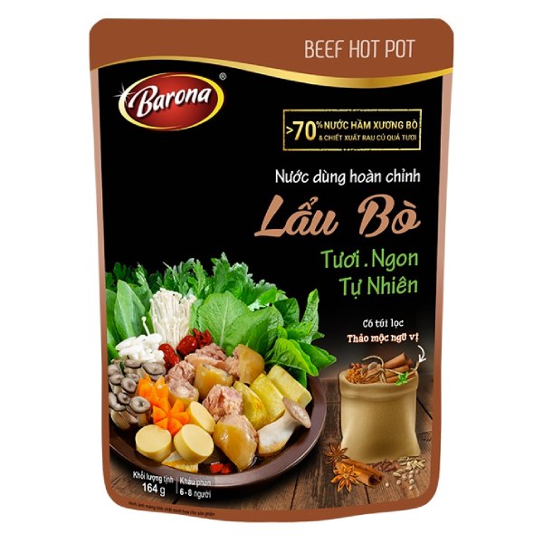 Nước Dùng Hoàn Chỉnh Barona Lẩu Bò 164G