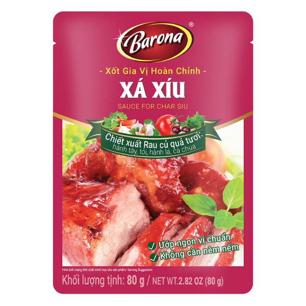 Xốt Gia Vị Hoàn Chỉnh Barona Thịt Nướng Xá Xíu Gói 80G