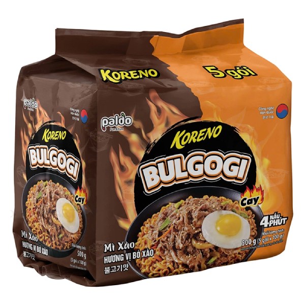 Lốc 5 Mì Koreno Bò Xào Cay Gói 100G