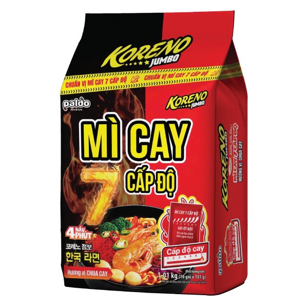 Mì Koreno Jumbo Cay 7 Cấp Độ Vị Chua Cay 10 Gói*101G