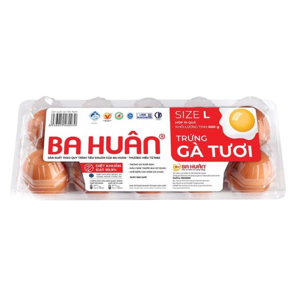 Hộp 10 Trứng Gà Ba Huân Size L