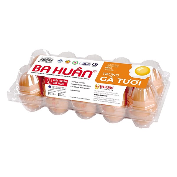 Hộp 10 Trứng Gà Ba Huân Size XL