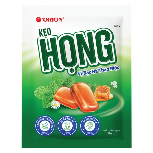 Kẹo Họng Orion Bạc Hà Thảo Mộc 84G