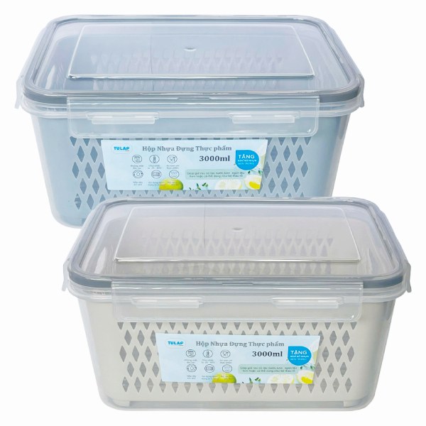 Hộp Nhựa Đựng Thực Phẩm Có Rổ 3L