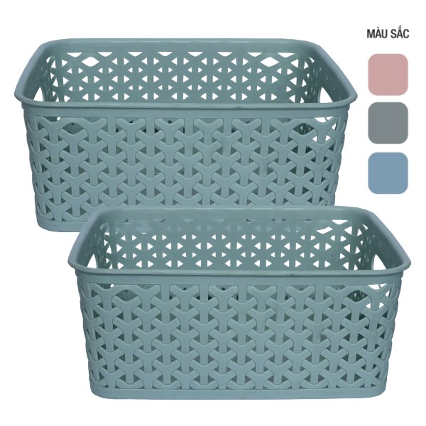 Bộ 2 Rổ Mây Chữ Nhật Tự Lập TL1-952 25.5Cm
