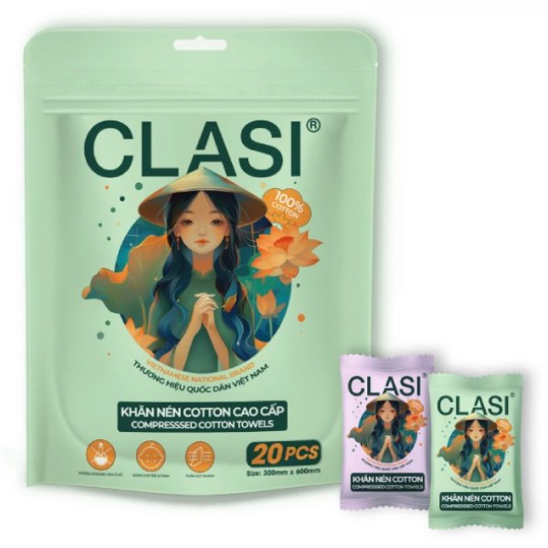 Khăn Nén Cao Cấp Clasi Gói 20 Cái
