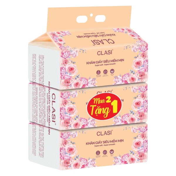 Lô 2+1 Khăn Giấy Rút Cao Cấp Clasi 50 Tờ