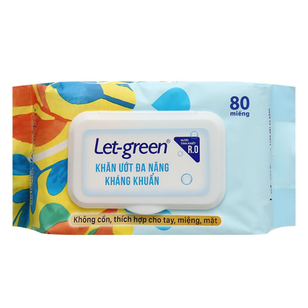 Khăn Ướt Đa Năng Let Green Kháng Khuẩn Gói 80 Miếng