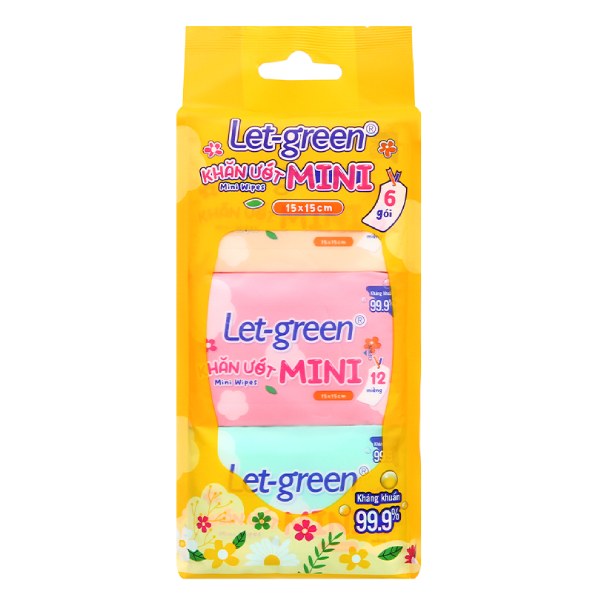 Lốc 6 Khăn Ướt Let Green Mini Gói 12 Miếng
