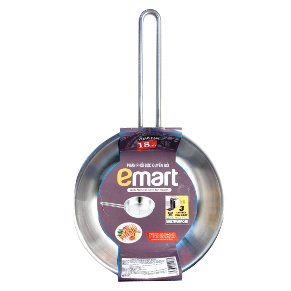 Chảo Inox 3 Lớp Đáy Từ Emart 18Cm