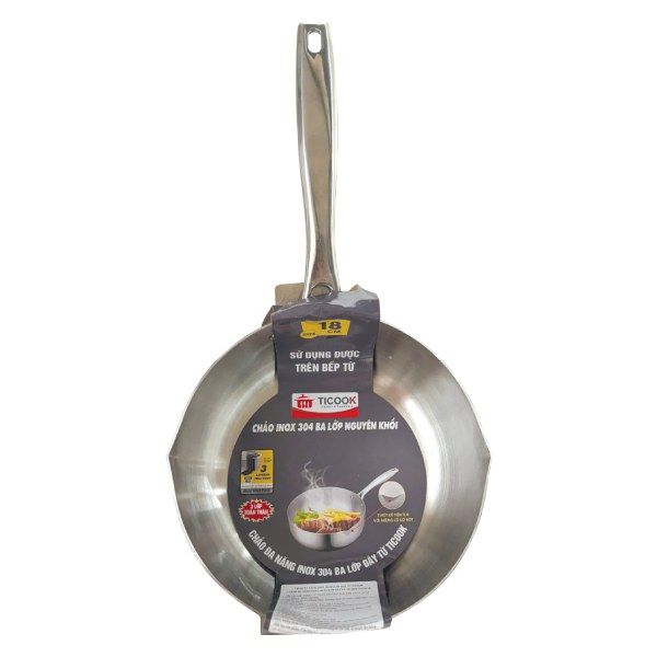 Chảo Sâu Lòng Inox 3 Lớp Đáy Từ Ticook SH 18Cm