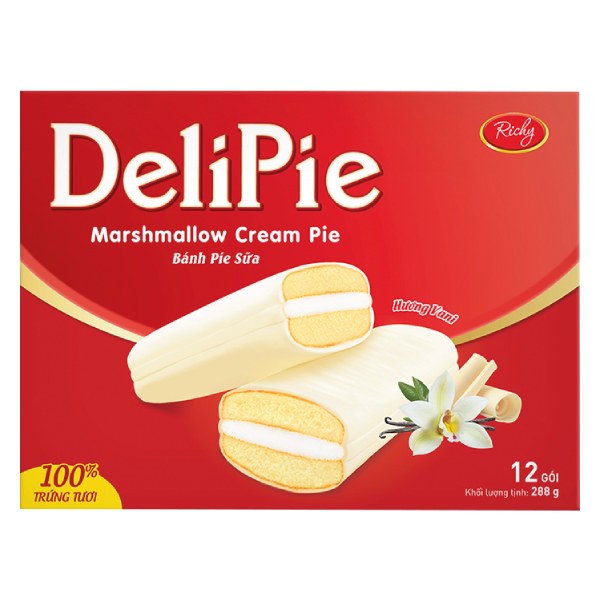 (Only Emartmall) Bánh Bông Lan Sữa Delipie Marshmallow Hương Vani Hộp 216G