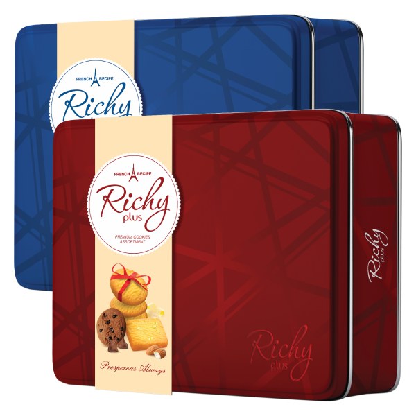 Bánh Quy Richy Chữ Nhật Xanh/Đỏ Hộp 500G