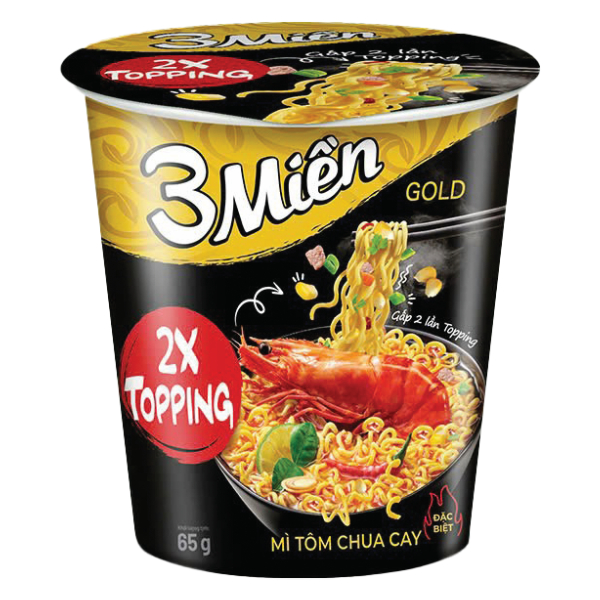 Mì Ly 3 Miền Gold Tôm Chua Cay 65G