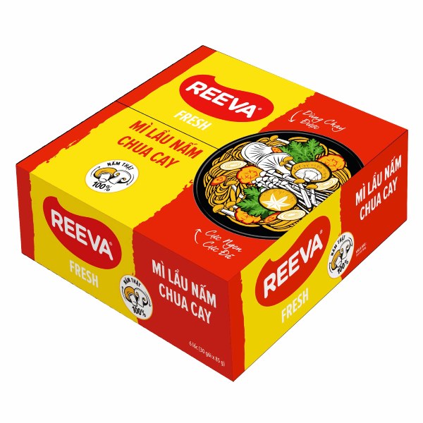 Mì Reeva Fresh Lẩu Nấm Chua Cay Thùng 30 Gói 85G