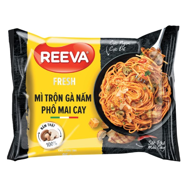 Mì Reeva Fresh Trộn Gà Nấm Phô Mai Cay Gói 85G