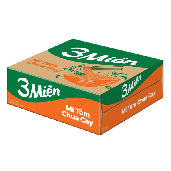 Mì 3 Miền Tôm Chua Cay Thùng 30 Gói 65G