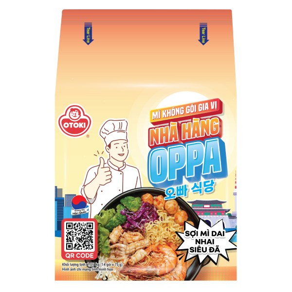 Lốc 14 Mì Otoki Nhà Hàng Oppa Không Gói Gia Vị 75G