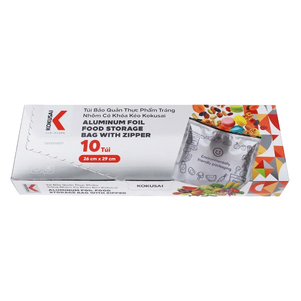 Túi Bảo Quản Thực Phẩm Nhôm Có Zip Kokusai 26Cm*29Cm