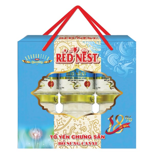 Hộp 6 Hũ Nước Yến Red Nest Canxi Có Quai 70Ml