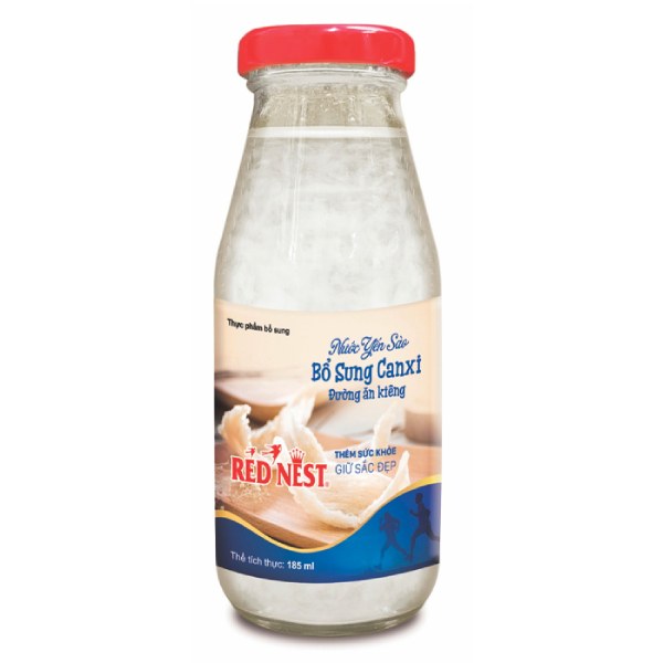 Nước Yến Sào Red Nest Canxi Đường Ăn Kiêng Chai 185Ml
