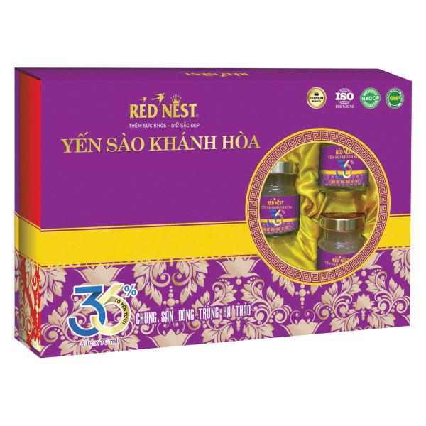 Hộp 6 Hũ Nước Yến Red Nest Đông Trùng Hạ Thảo 36% 70Ml