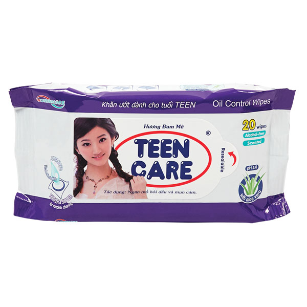 Khăn Ướt Teen Care Tím Gói 20 Miếng
