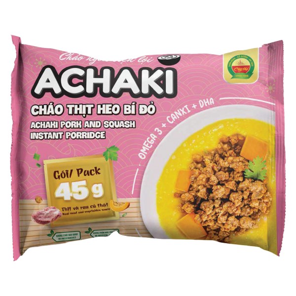 Cháo Ăn Liền Cây Thị Achaki Thịt Heo Bí Đỏ Gói 72G