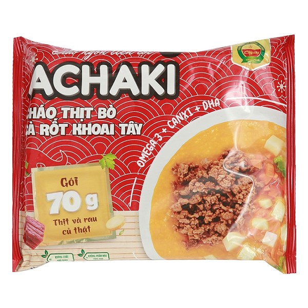Cháo Ăn Liền Cây Thị Achaki Thịt Bò Cà Rốt Khoai Tây Gói 72G