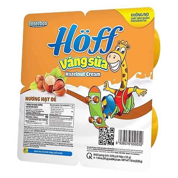 Lốc 4 Váng Sữa Hoff Hương Hạt Dẻ 55G