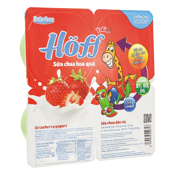 Lốc 4 Sữa Chua Ăn Hoa Quả Hoff Vị Dâu 55G