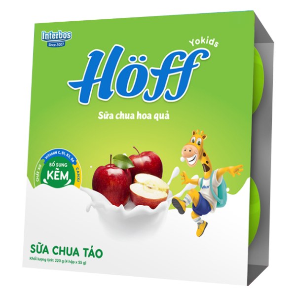 Lốc 4 Sữa Chua Ăn Hoa Quả Hoff Vị Táo 55G