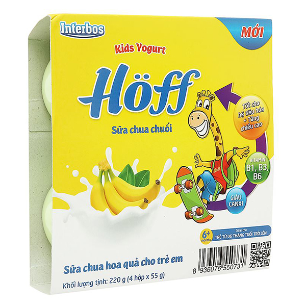 Lốc 4 Sữa Chua Ăn Hoa Quả Hoff Vị Chuối 55G