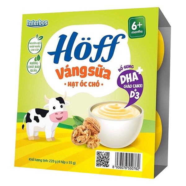 Lốc 4 Váng Sữa Hoff Hương Hạt Óc Chó 55G