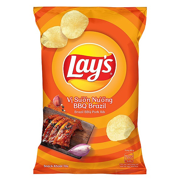 Snack Khoai Tây Lay's Vị Sườn Nướng BBQ Gói 90G