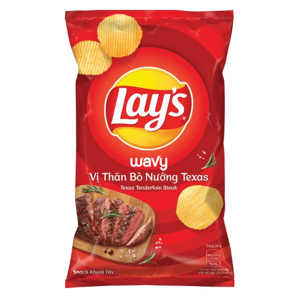 Snack Khoai Tây Lay's Wavy Vị Thăn Bò Nướng Gói 90G